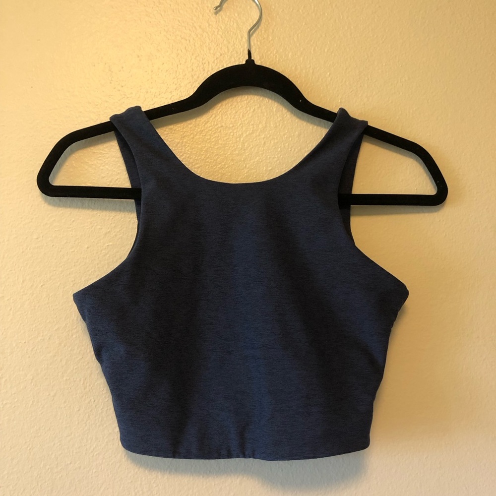 Outdoor Voices Venus Crop Top in Navy/Charcoal/Graphite XS